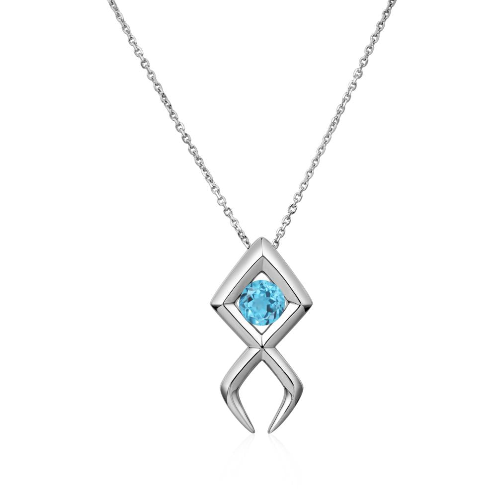 Jesus Fish Swiss Blue Topaz Necklace | LUO Jewelry #metal_14k white gold