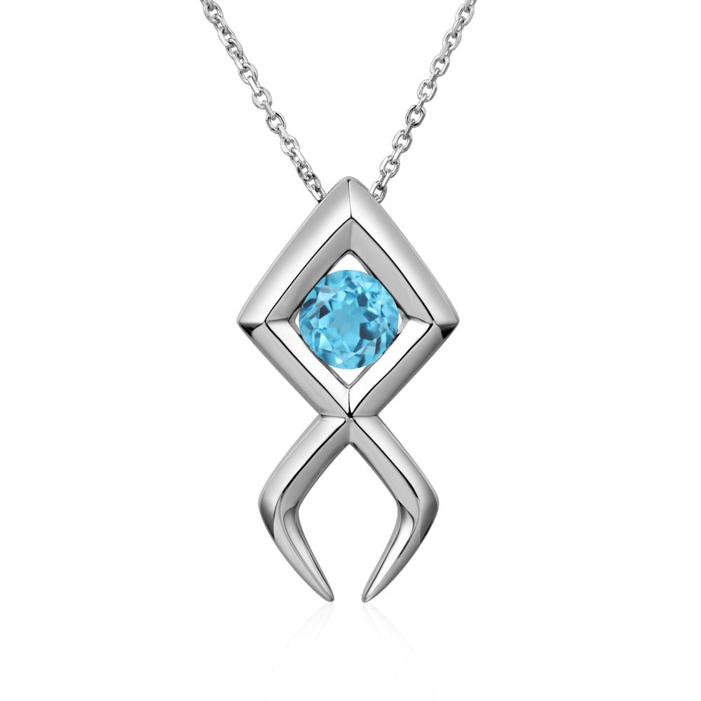 Jesus Fish Swiss Blue Topaz Necklace - LUO Jewelry #metal_18k white gold