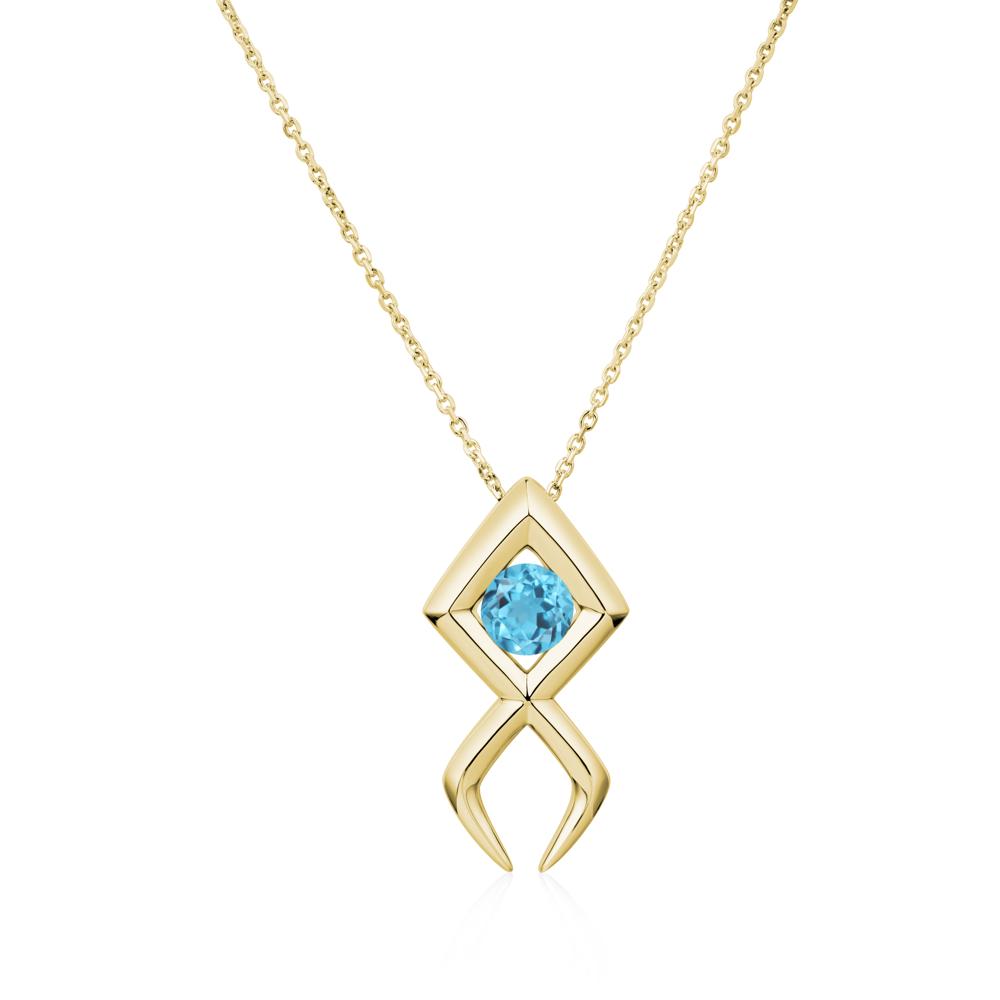 Jesus Fish Swiss Blue Topaz Necklace | LUO Jewelry #metal_18k yellow gold