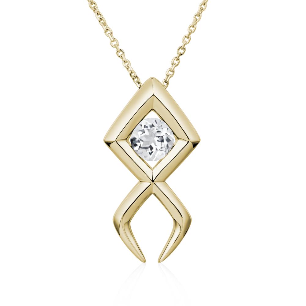 Jesus Fish White Topaz Necklace - LUO Jewelry #metal_14k yellow gold