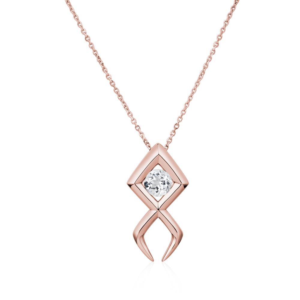 Jesus Fish White Topaz Necklace | LUO Jewelry #metal_18k rose gold