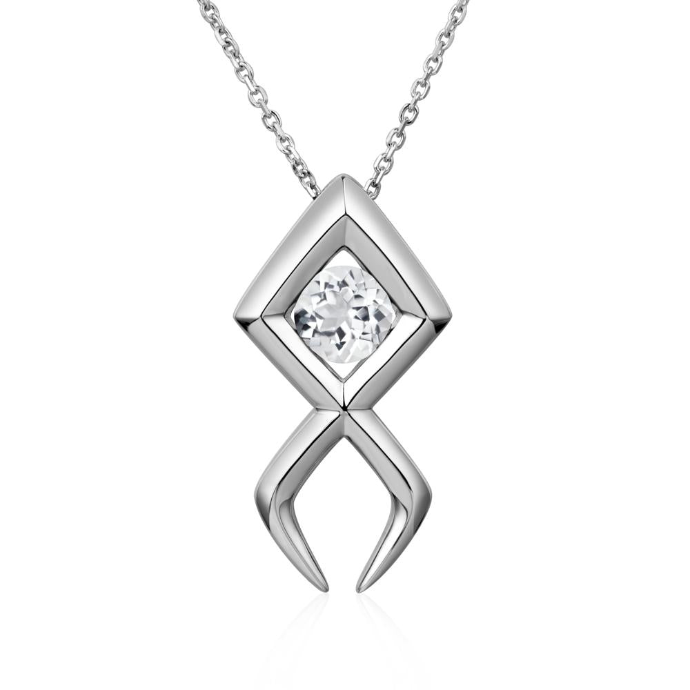 Jesus Fish White Topaz Necklace - LUO Jewelry #metal_18k white gold