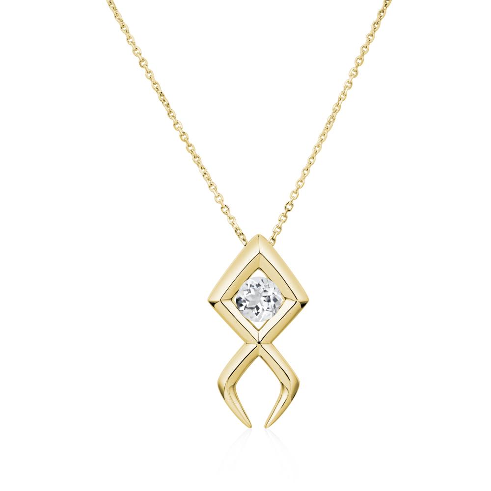 Jesus Fish White Topaz Necklace | LUO Jewelry #metal_18k yellow gold