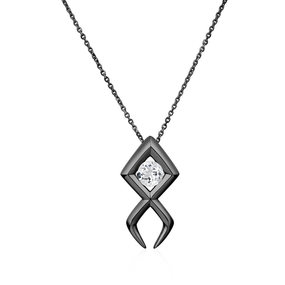 Jesus Fish White Topaz Necklace | LUO Jewelry #metal_black finish sterling silver