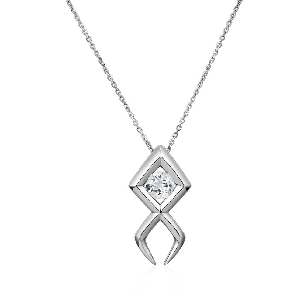 Jesus Fish White Topaz Necklace | LUO Jewelry #metal_sterling silver