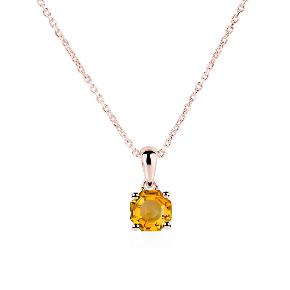 Octagon Citrine Solitaire Necklace - LUO Jewelry #metal_18k rose gold