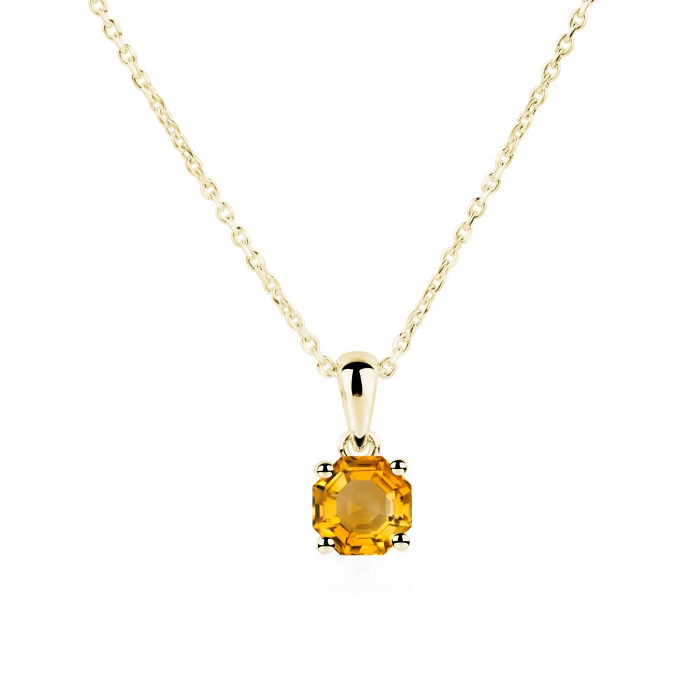 Octagon Citrine Solitaire Necklace - LUO Jewelry #metal_18k yellow gold