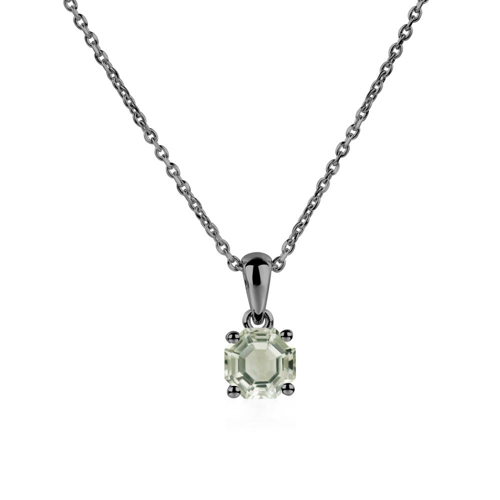 Octagon Green Amethyst Solitaire Necklace - LUO Jewelry #metal_black finish sterling silver
