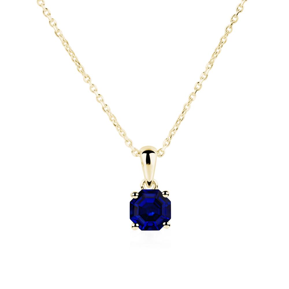 Octagon Sapphire Solitaire Necklace - LUO Jewelry #metal_18k yellow gold