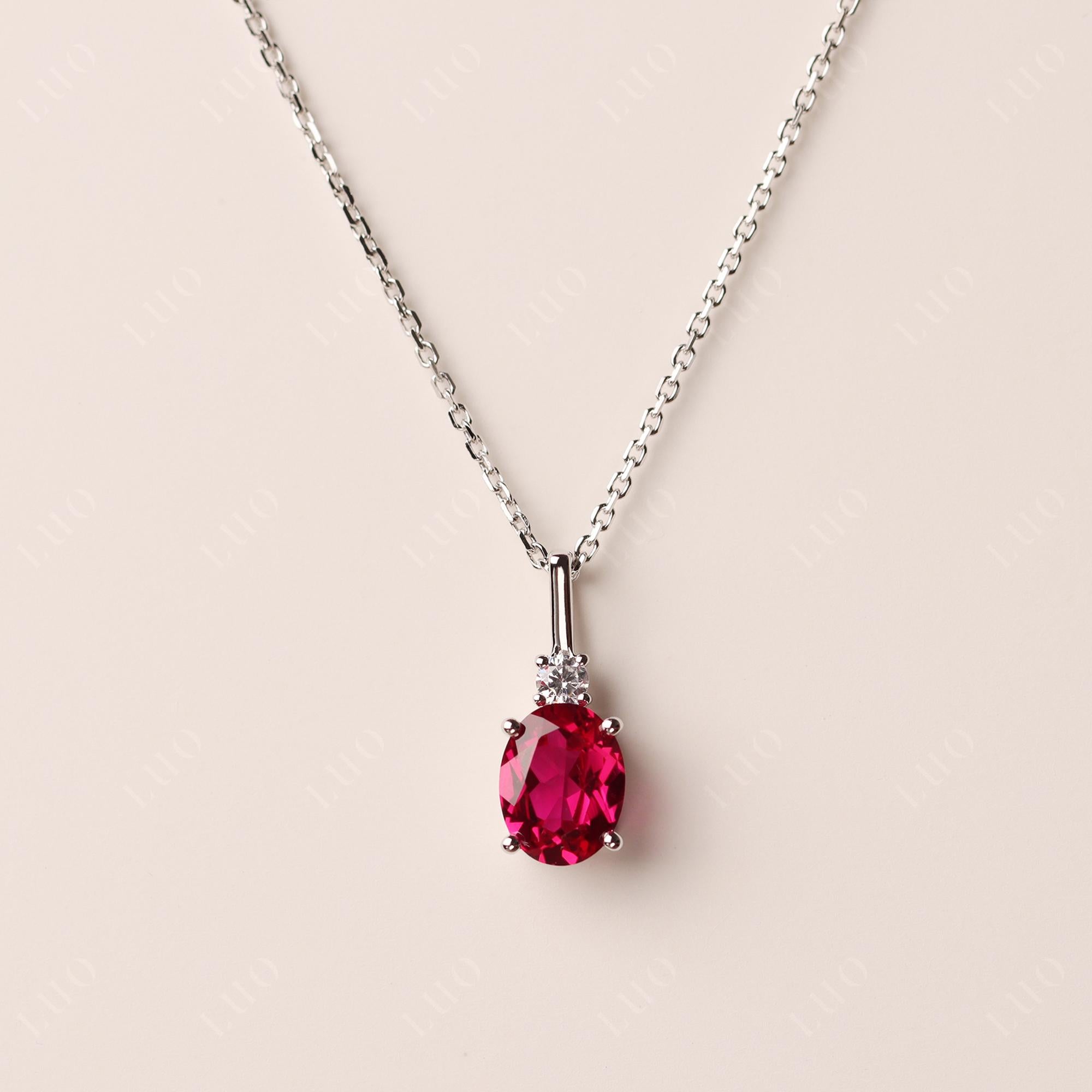Simple Oval Ruby Necklace
