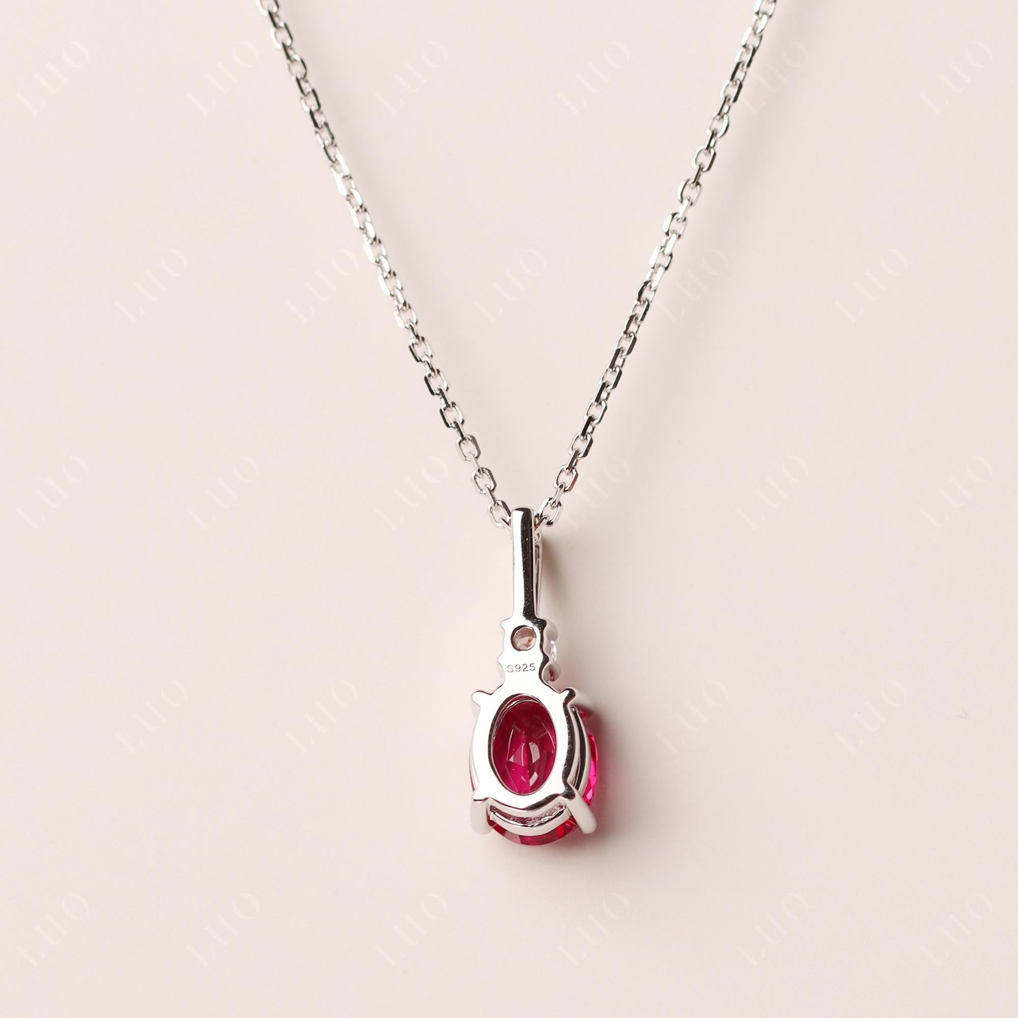 Simple Oval Ruby Necklace