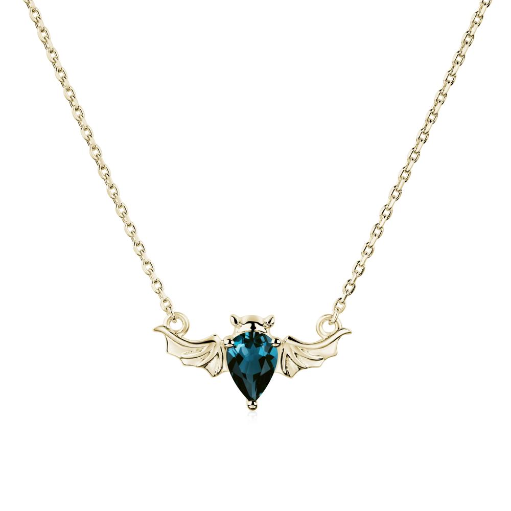 London Blue Topaz Bat Necklace Pendant - LUO Jewelry #metal_14k yellow gold