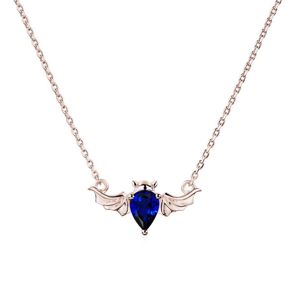Sapphire Bat Necklace Pendant - LUO Jewelry #metal_14k rose gold