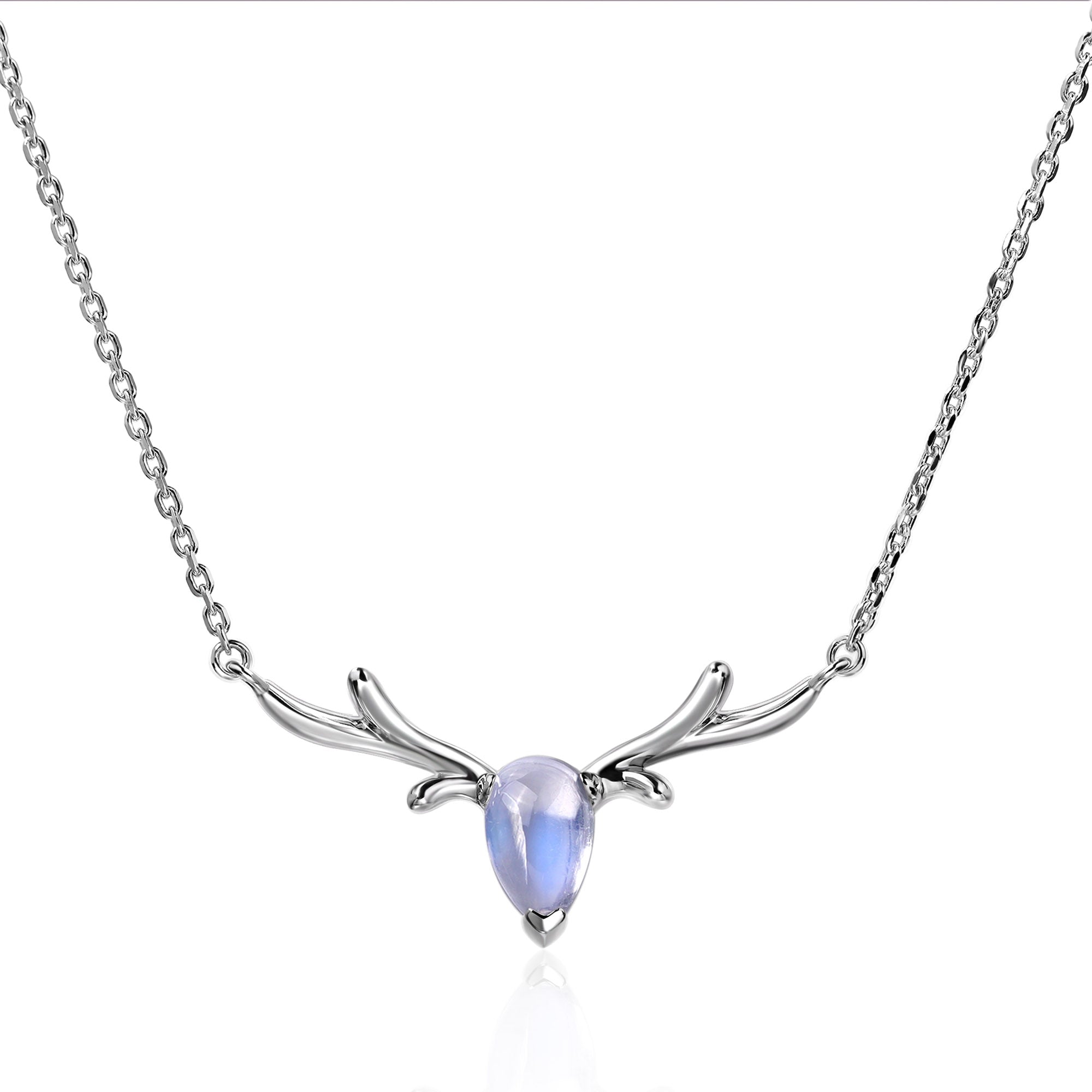 Pear Shaped Moonstone Necklace Antler
