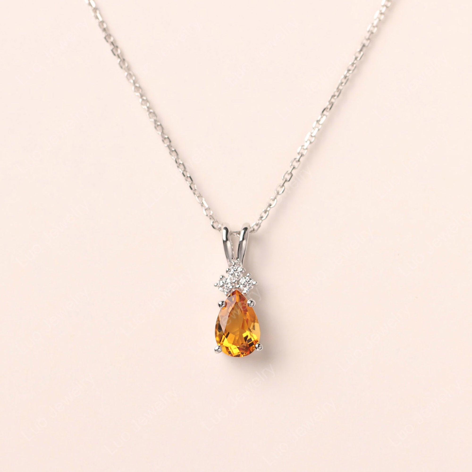 Pear Shaped Citrine Necklace