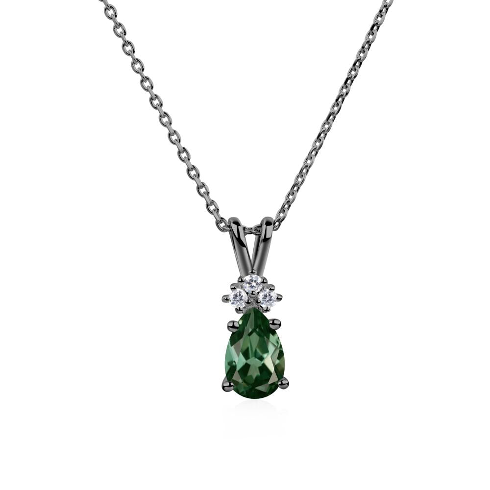 Pear Shaped Green Sapphire Necklace - LUO Jewelry #metal_black finish sterling silver