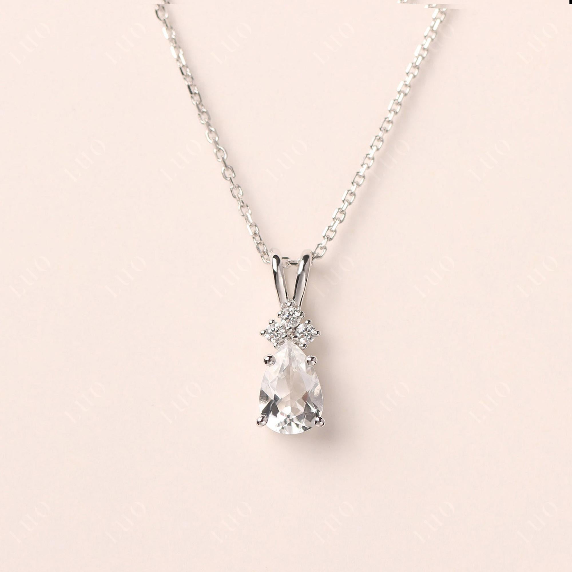 Pear Shaped White Topaz Necklace