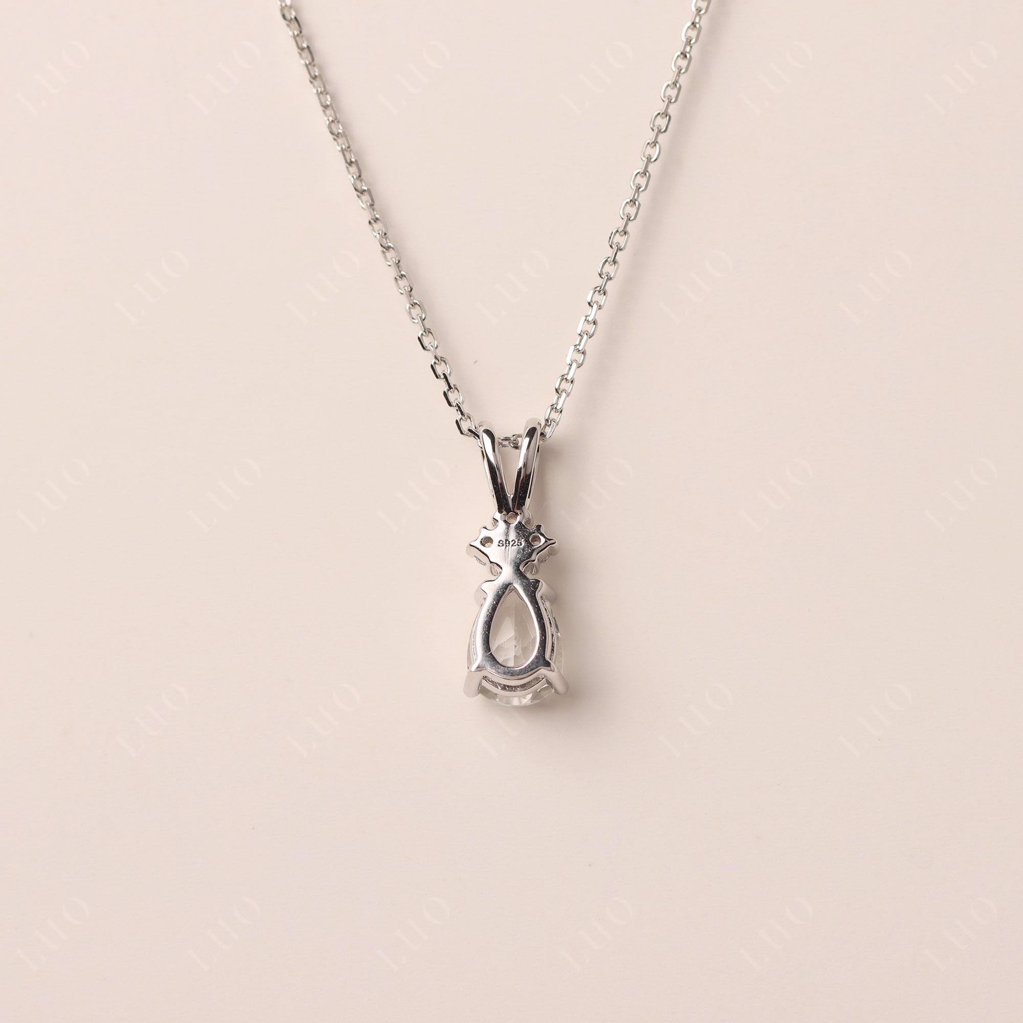 Pear Shaped White Topaz Necklace