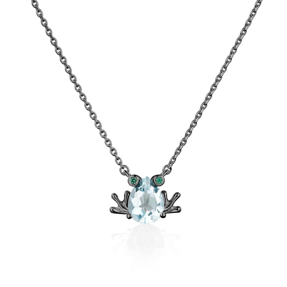 Aquamarine Frog Necklace | LUO Jewelry #metal_black finish sterling silver