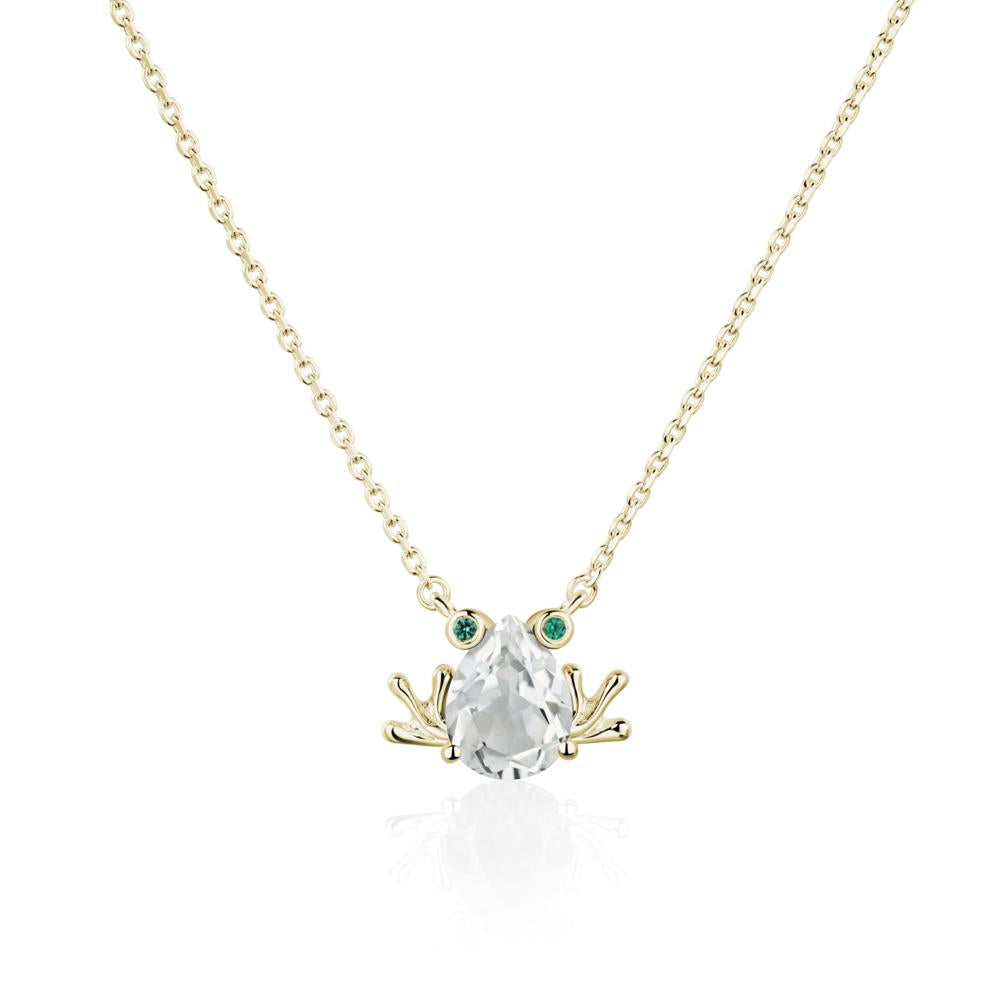 White Topaz Frog Necklace | LUO Jewelry #metal_14k yellow gold