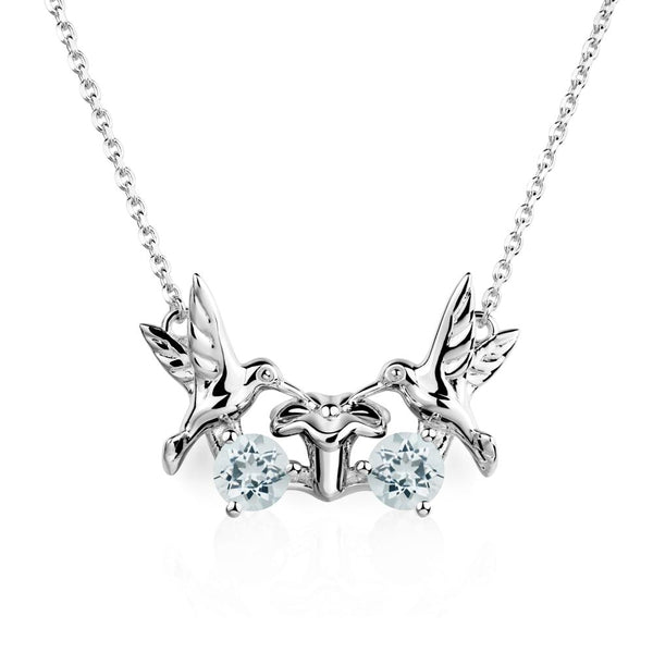 Aquamarine Necklace Hummingbird | LUO Jewelry #metal_sterling silver