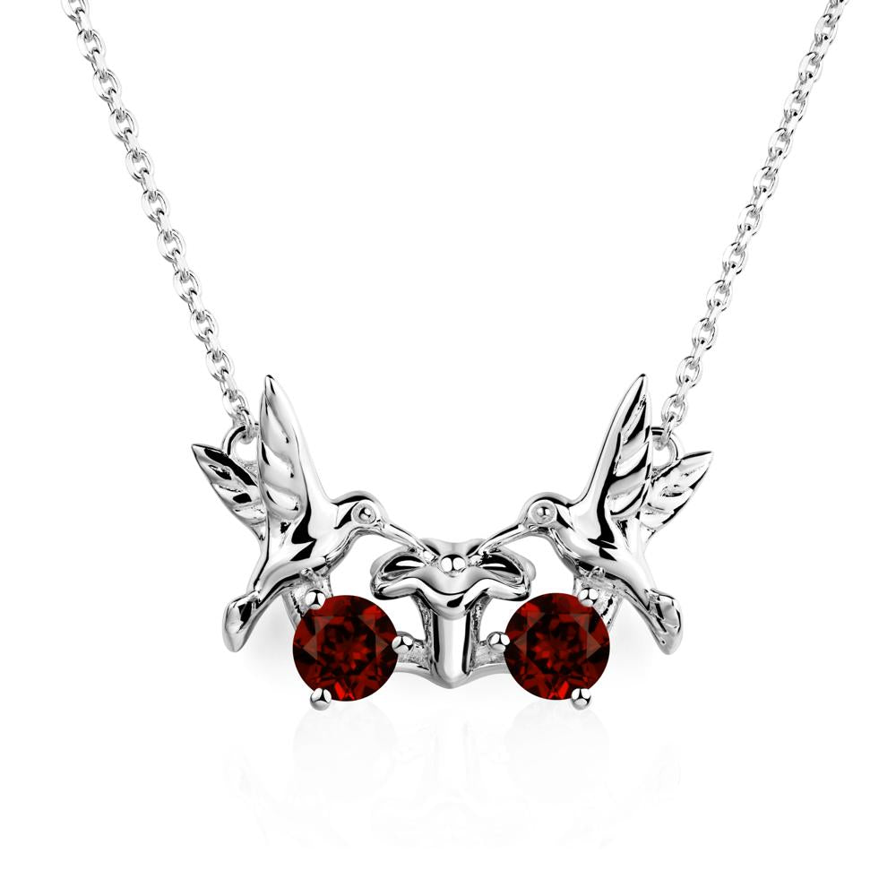 Garnet Necklace Hummingbird | LUO Jewelry #metal_18k white gold