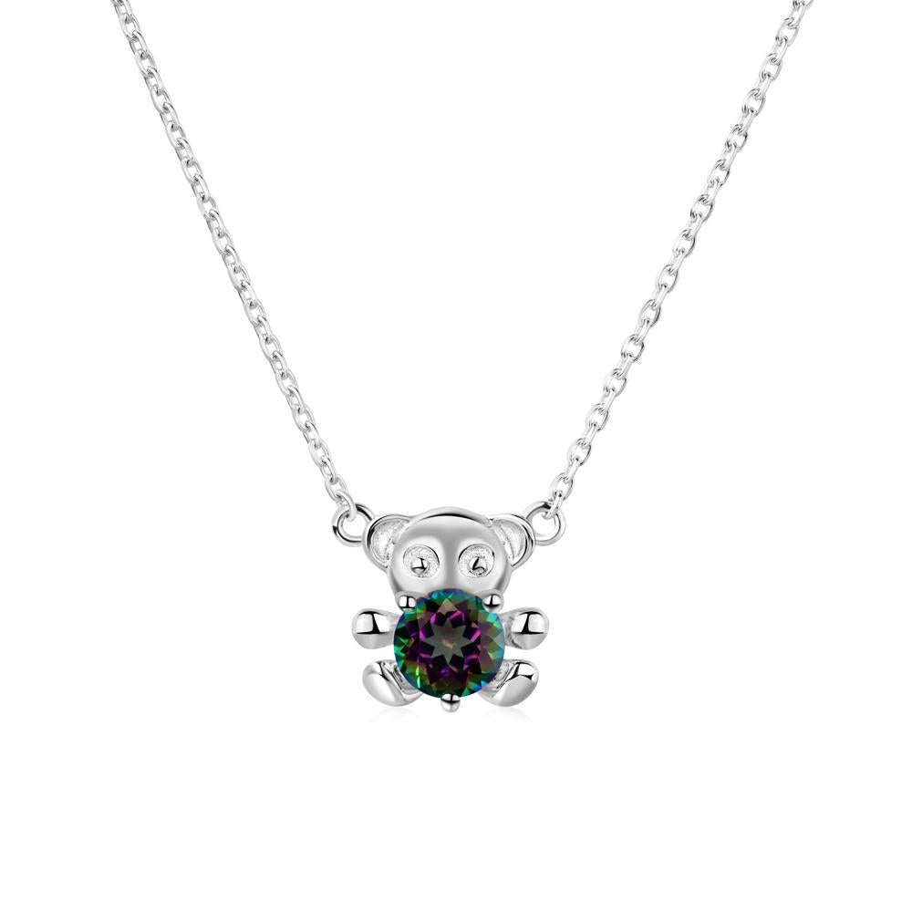 Mystic Topaz Bear Necklace - LUO Jewelry #metal_18k white gold