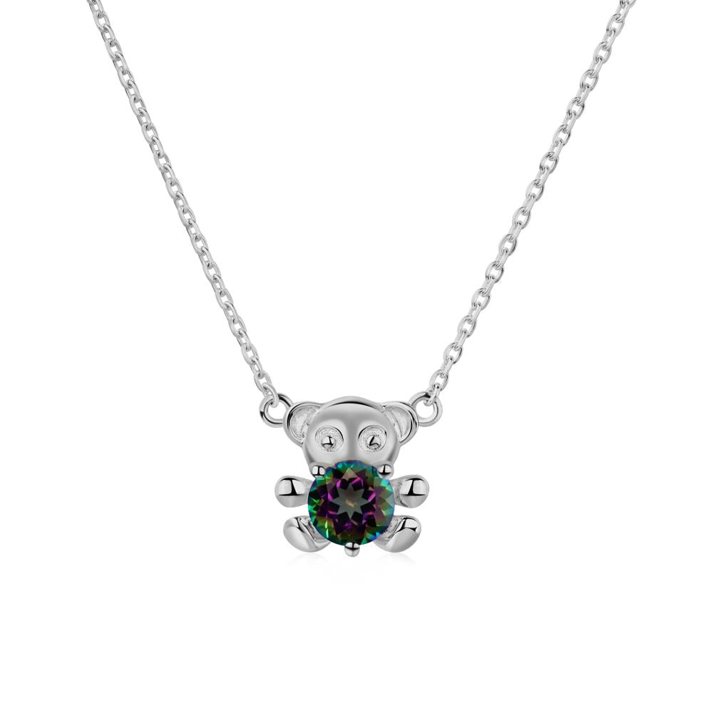 Mystic Topaz Bear Necklace - LUO Jewelry #metal_platinum