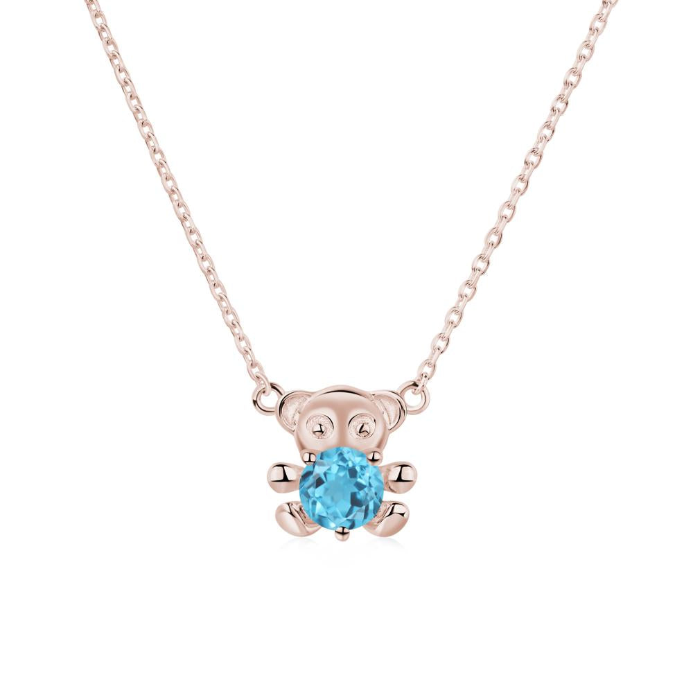 Swiss Blue Topaz Bear Necklace - LUO Jewelry #metal_14k rose gold