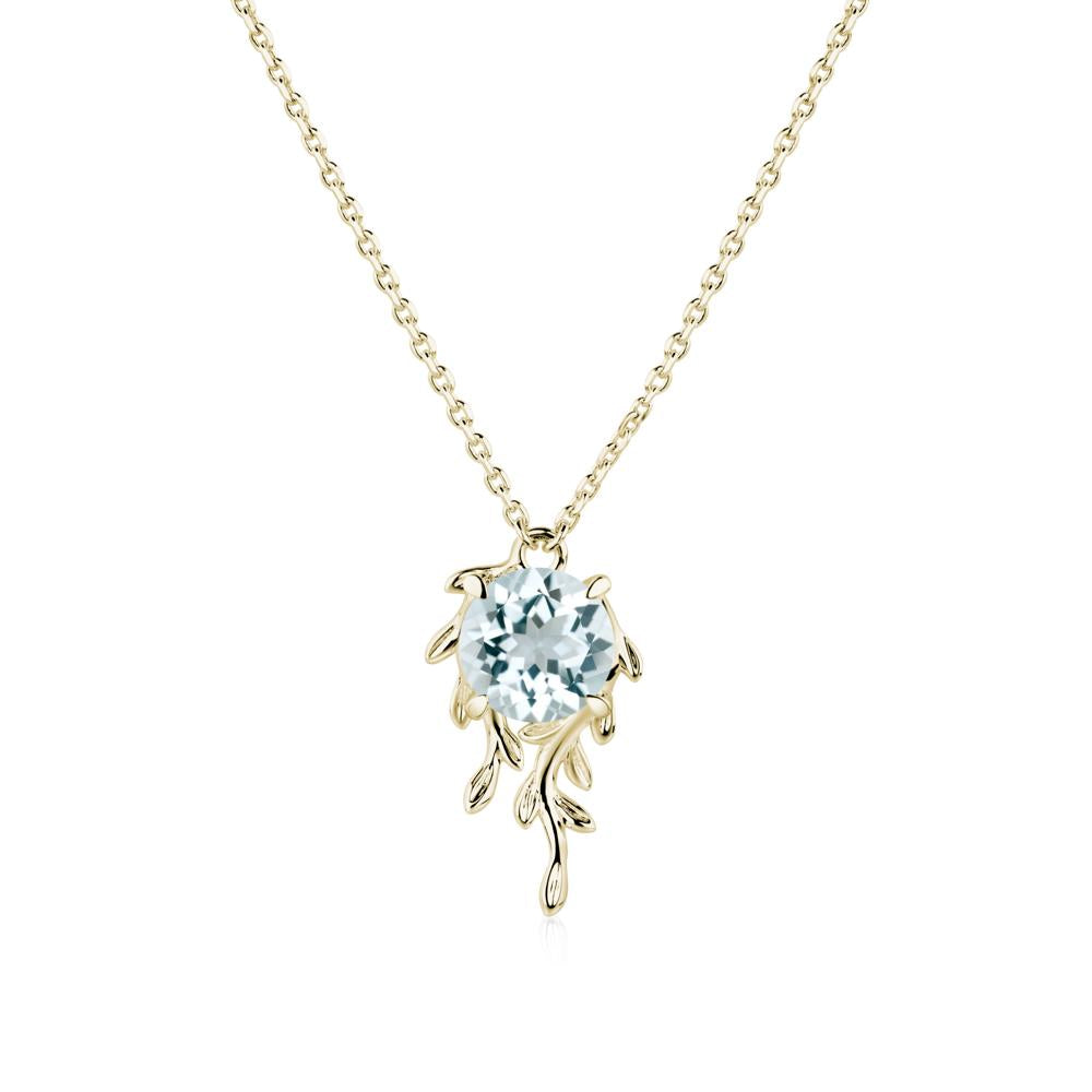 Round Cut Aquamarine Necklace - LUO Jewelry #metal_14k yellow gold