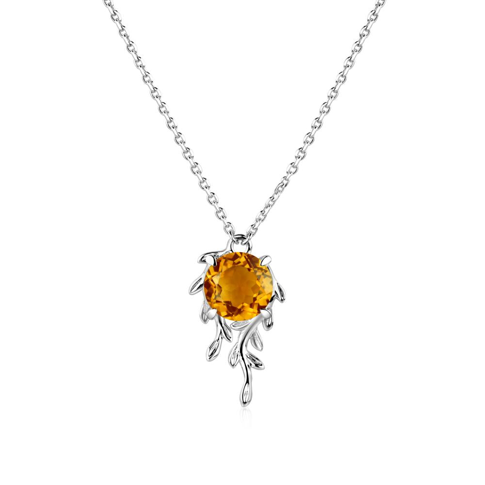 Round Cut Citrine Necklace - LUO Jewelry #metal_14k white gold