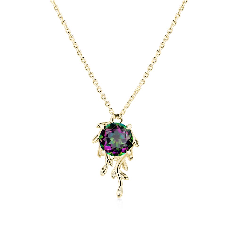 Round Cut Mystic Topaz Necklace - LUO Jewelry #metal_18k yellow gold