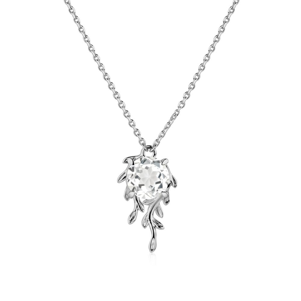 Round Cut White Topaz Necklace - LUO Jewelry #metal_platinum