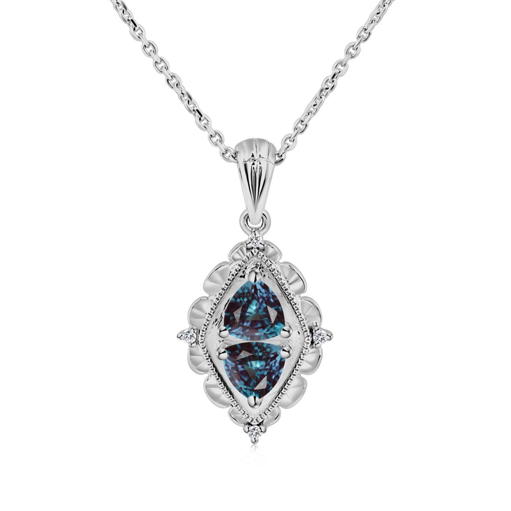 Alexandrite Two Stone Necklace - LUO Jewelry #metal_platinum