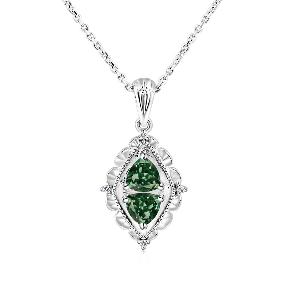 Green Sapphire Milgrain Necklace - LUO Jewelry #metal_sterling silver