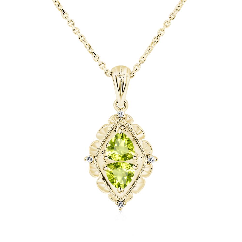 Peridot Two Stone Necklace - LUO Jewelry #metal_18k yellow gold