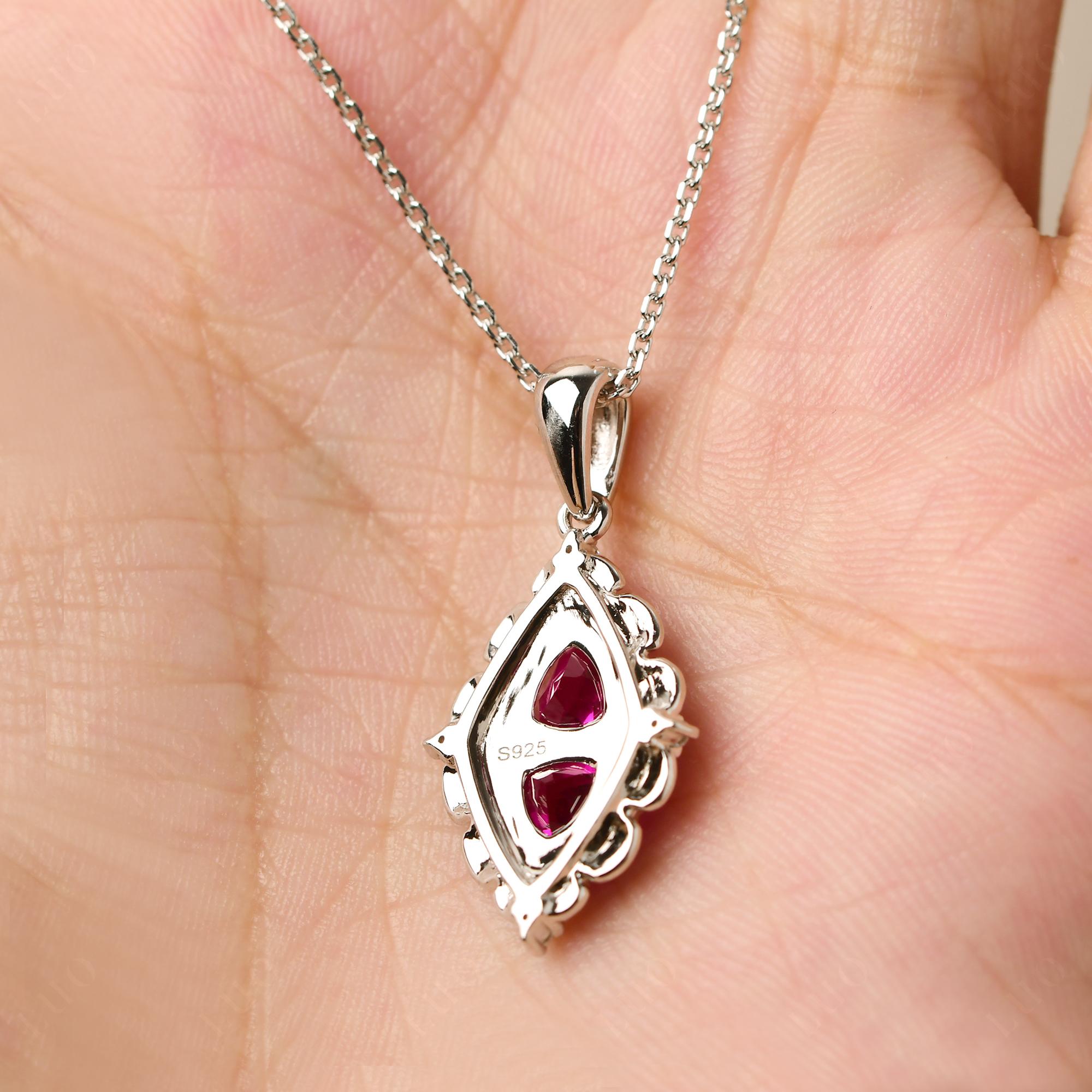 Vintage Two Stone Ruby Necklace - LUO Jewelry 