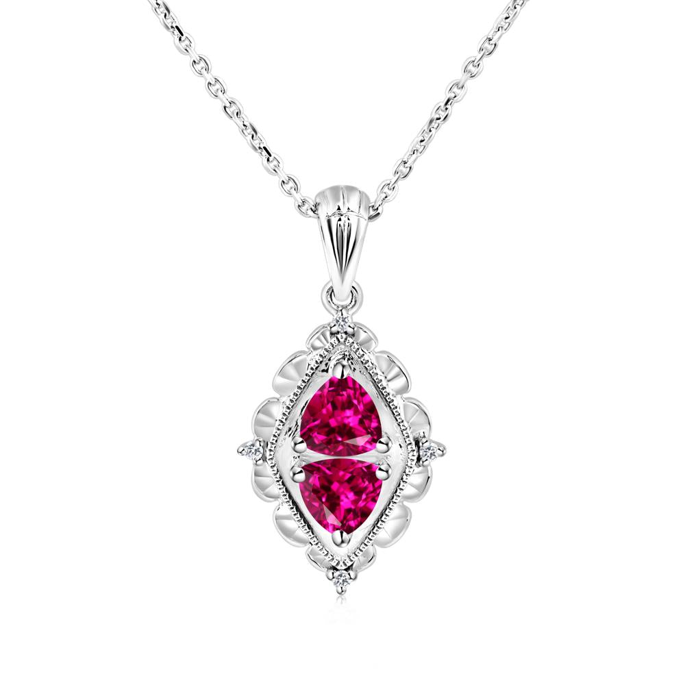 Vintage Two Stone Ruby Necklace - LUO Jewelry #metal_sterling silver