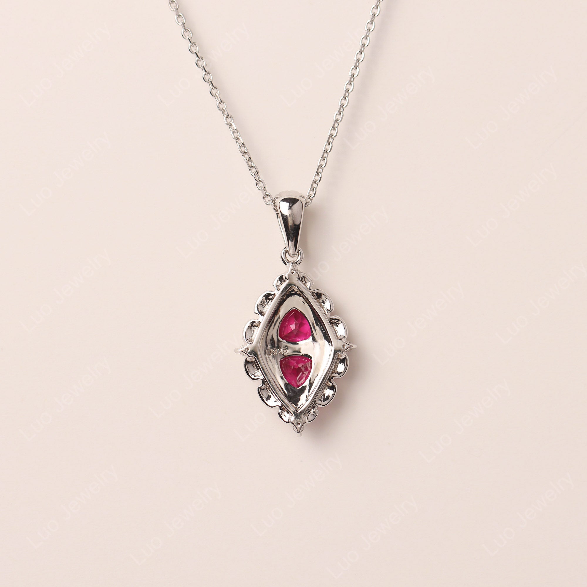 Vintage Two Stone Ruby Necklace