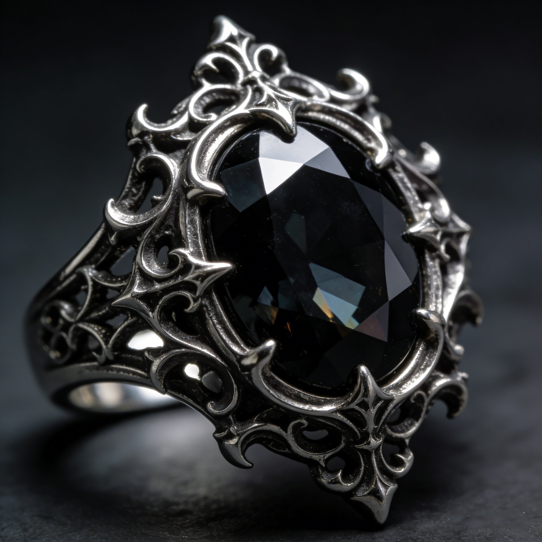 Gothic jewelry with black stone