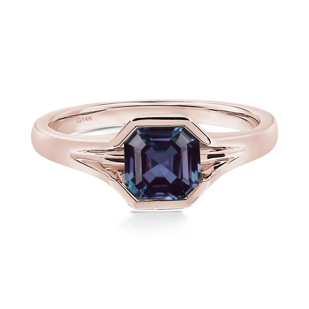 Asscher Cut Alexandrite Ring - LUO Jewelry #metal_14k rose gold