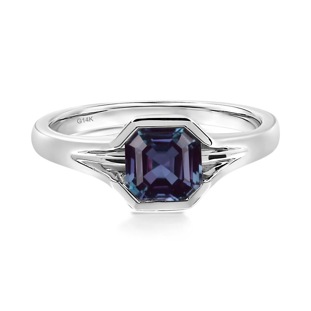 Asscher Cut Alexandrite Ring - LUO Jewelry #metal_14k white gold