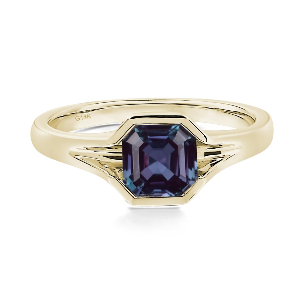 Asscher Cut Alexandrite Ring - LUO Jewelry #metal_14k yellow gold