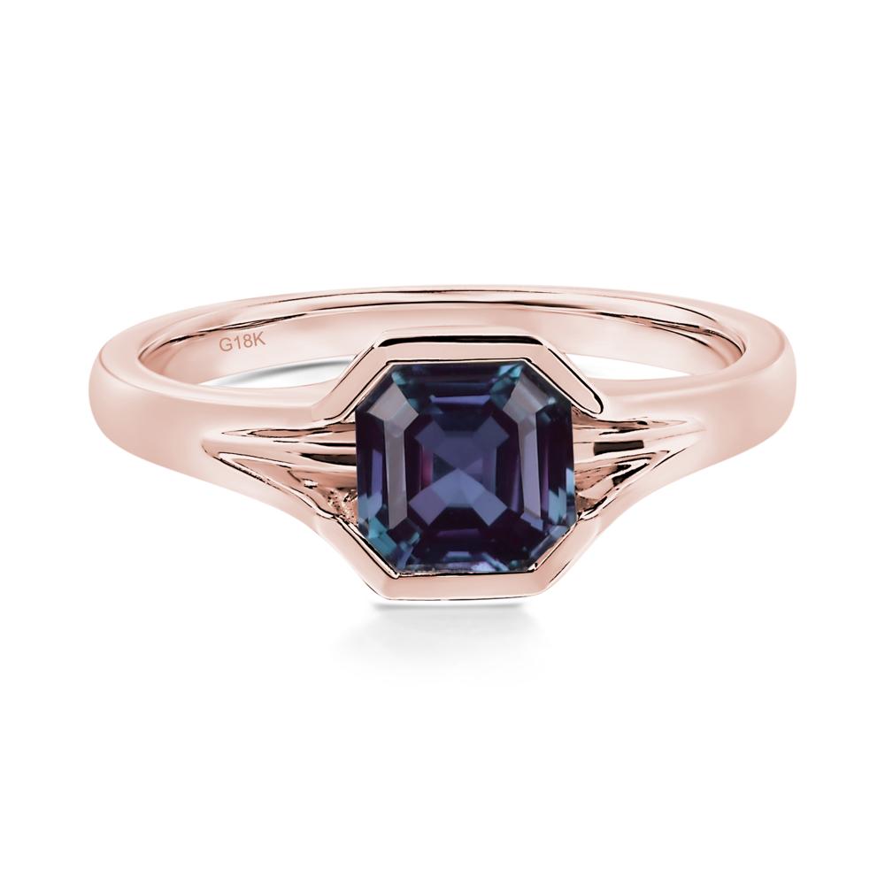 Asscher Cut Alexandrite Ring - LUO Jewelry #metal_18k rose gold