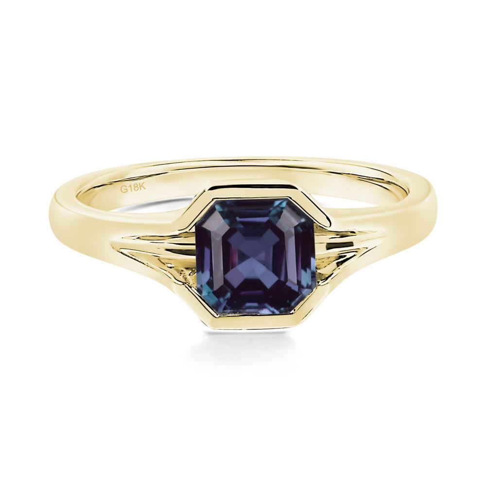 Asscher Cut Alexandrite Ring - LUO Jewelry #metal_18k yellow gold