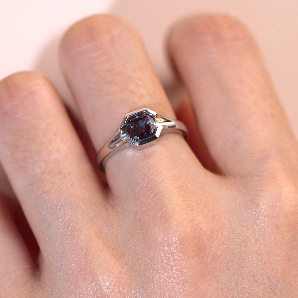 Asscher Cut Alexandrite Ring - LUO Jewelry 