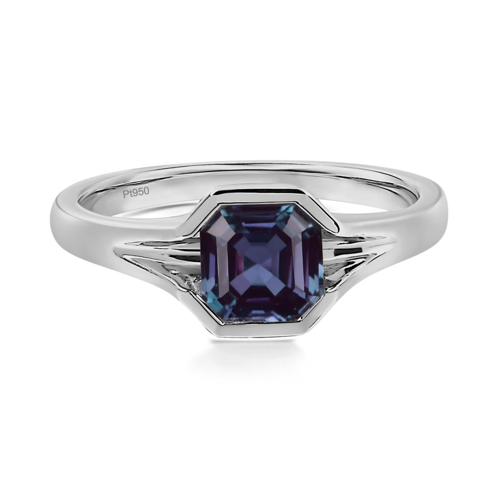 Asscher Cut Alexandrite Ring - LUO Jewelry #metal_platinum