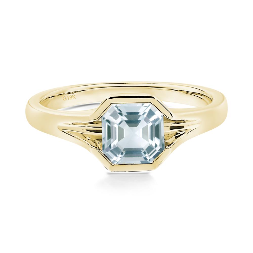 Aquamarine Bezel Engagement Ring - LUO Jewelry #metal_18k yellow gold
