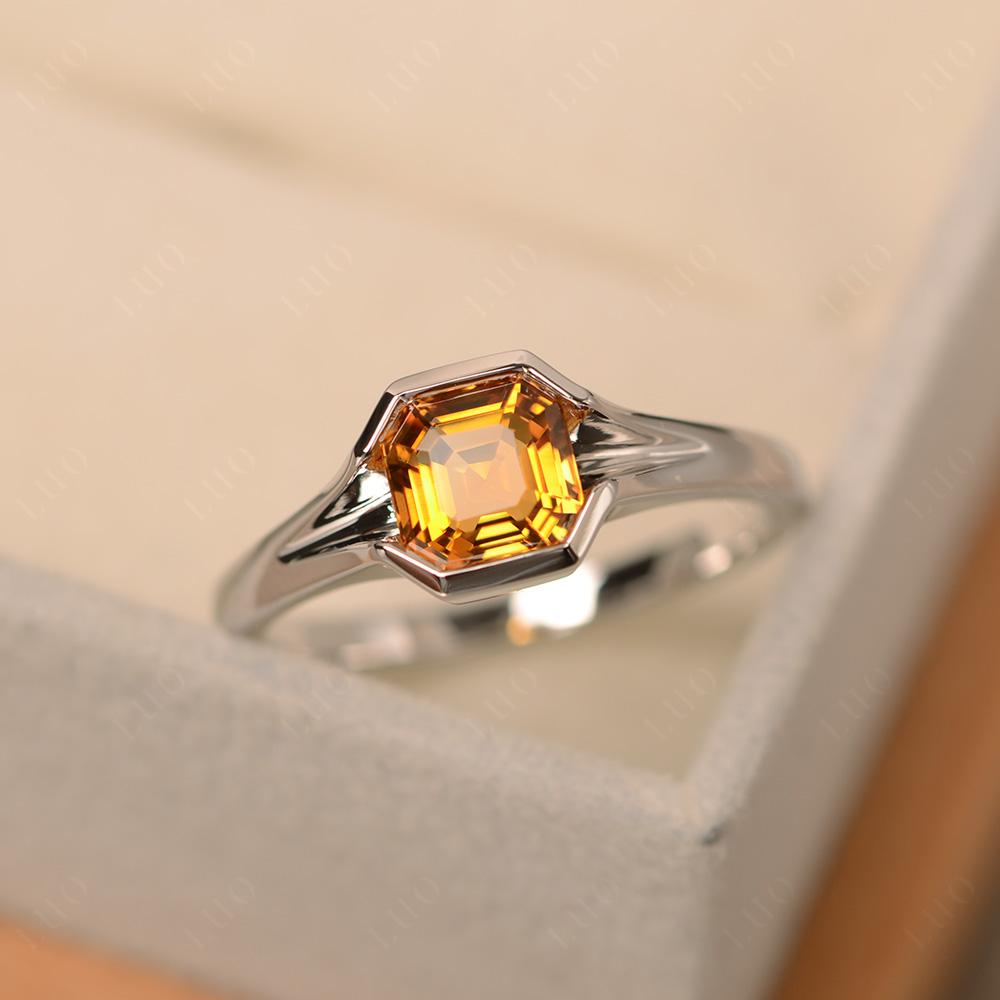 Citrine Bezel Set Engagement Ring - LUO Jewelry 