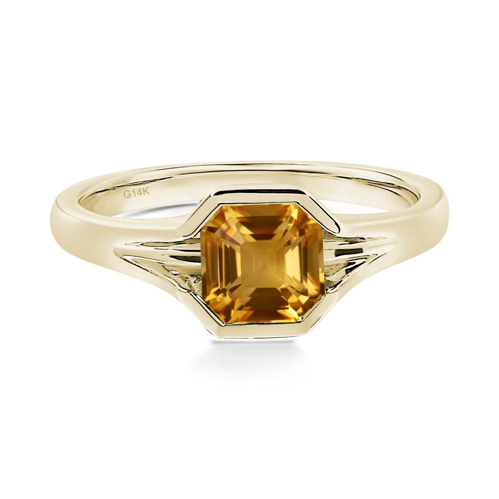 Citrine Bezel Set Engagement Ring - LUO Jewelry #metal_14k yellow gold